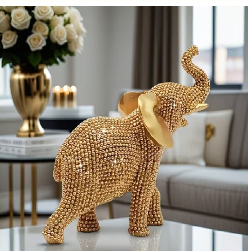 🐘 Figura de Elefante Dorada para Decoración Elegante del Hogar | Estatua de Elefante Dorada para Decoración del Hogar